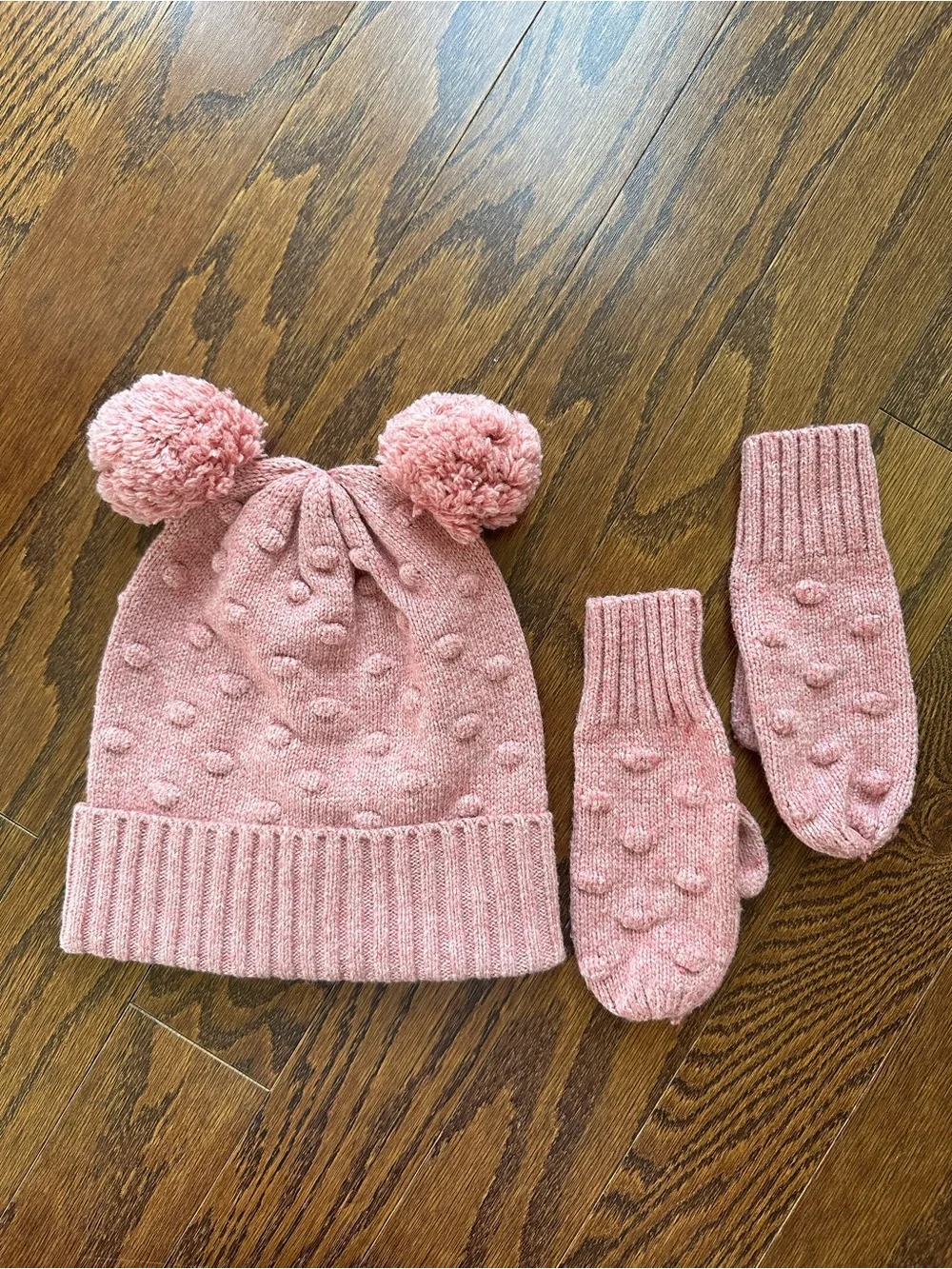 JCrew CrewCuts Pom-Pom Beanie and Mittens Set - Pink